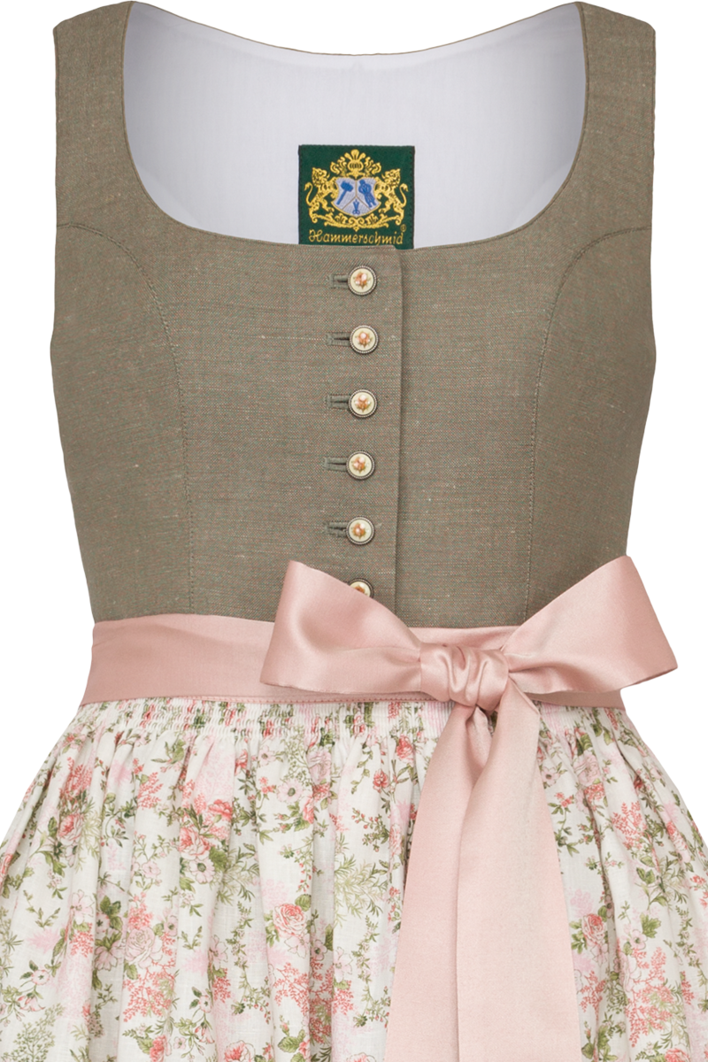 Leinendirndl lang mit floralem Muster grn gemustert Bild 2