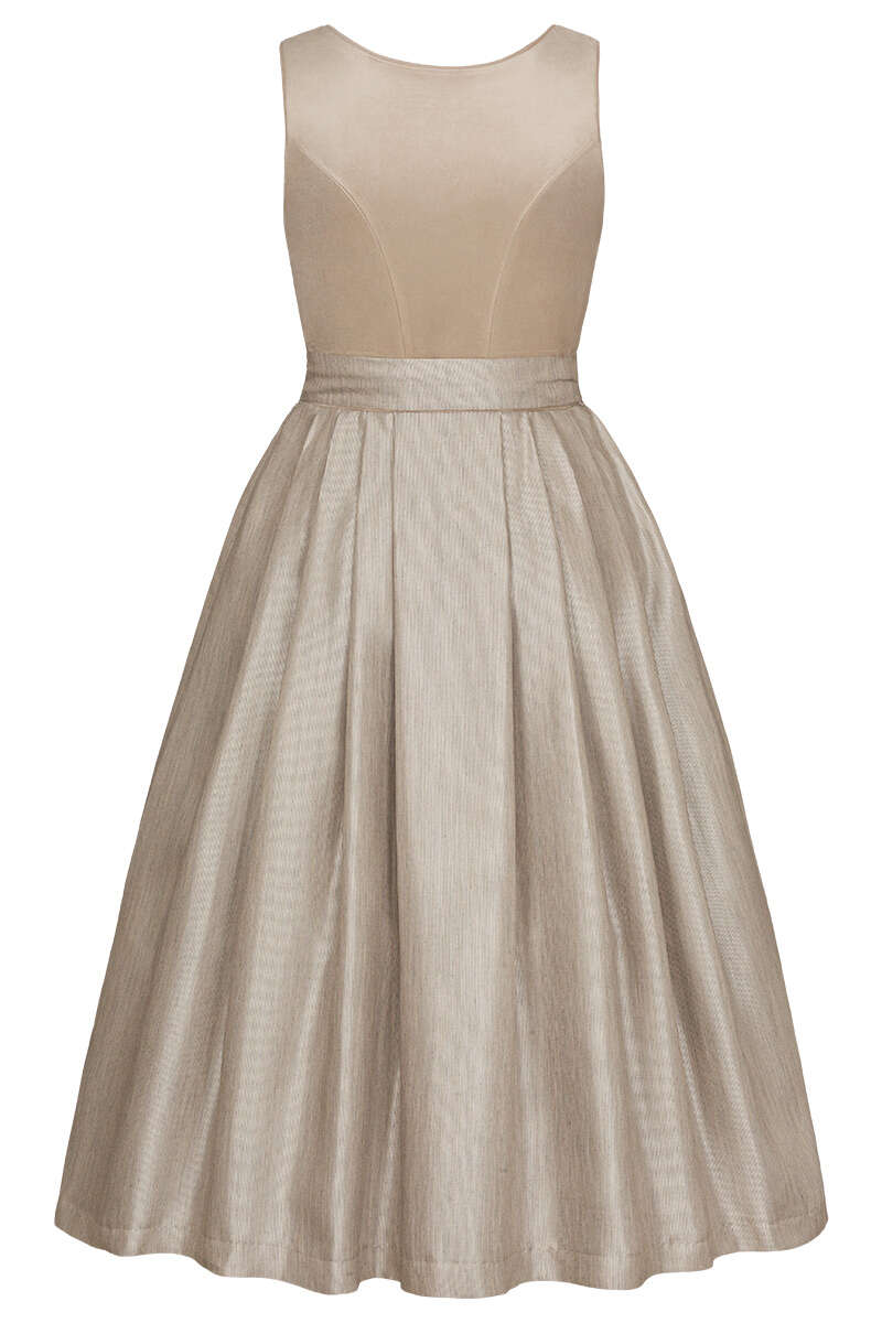 Brautdirndl mit Veloursoberteil lang taupe Bild 2