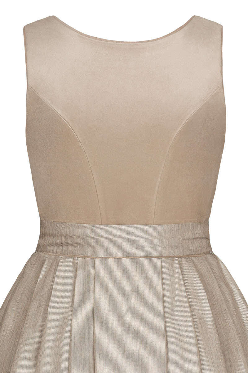 Brautdirndl mit Veloursoberteil lang taupe Bild 2