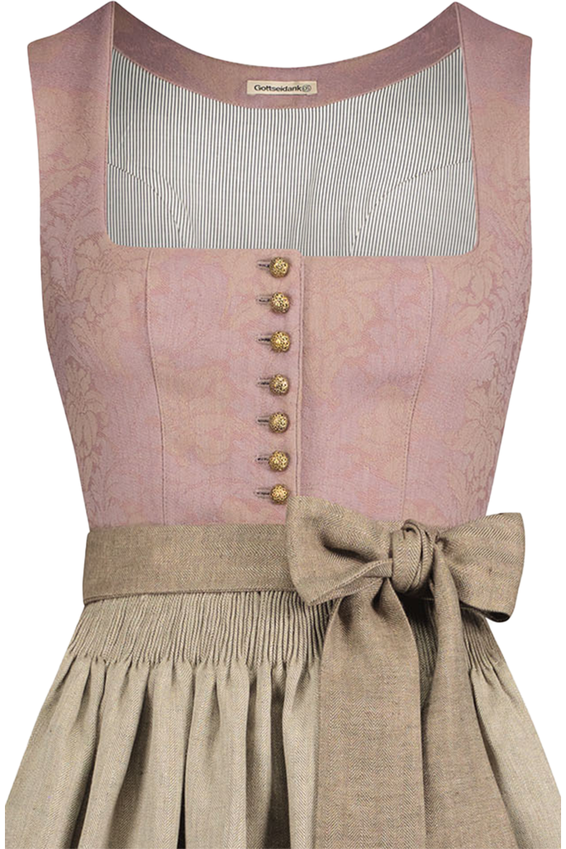 Dirndl lang mit Faltenrock und goldenen Knpfen malve-birke Bild 2