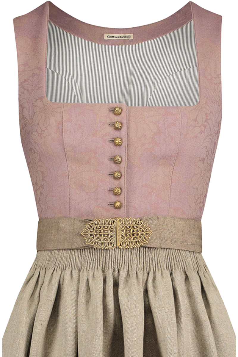 Dirndl lang mit Faltenrock und goldenen Knpfen malve-birke Bild 2