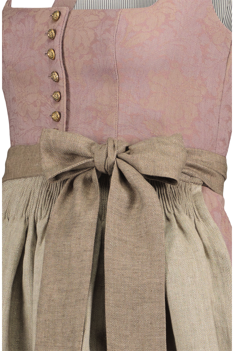 Dirndl lang mit Faltenrock und goldenen Knpfen malve-birke Bild 2