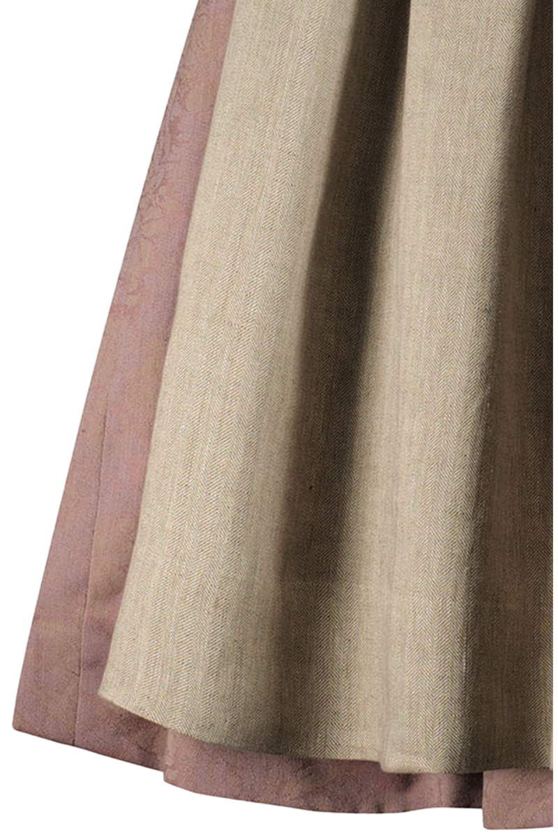 Dirndl lang mit Faltenrock und goldenen Knpfen malve-birke Bild 2