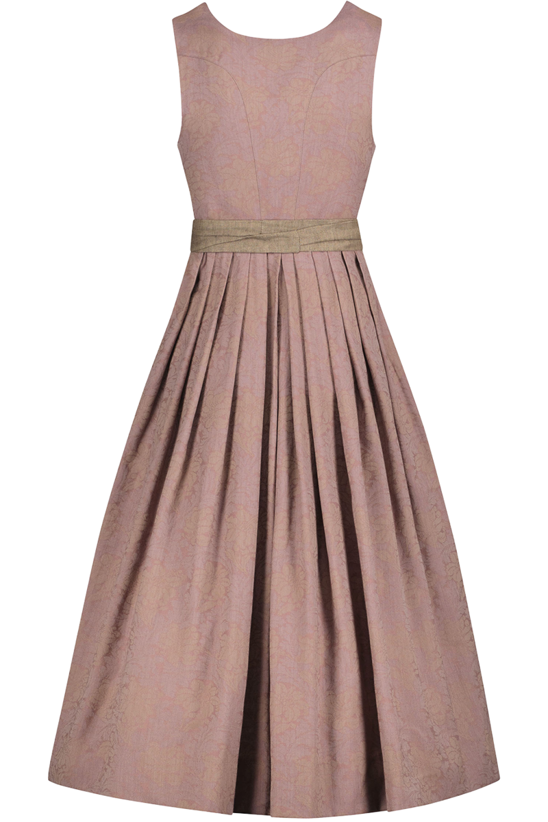 Dirndl lang mit Faltenrock und goldenen Knpfen malve-birke Bild 2