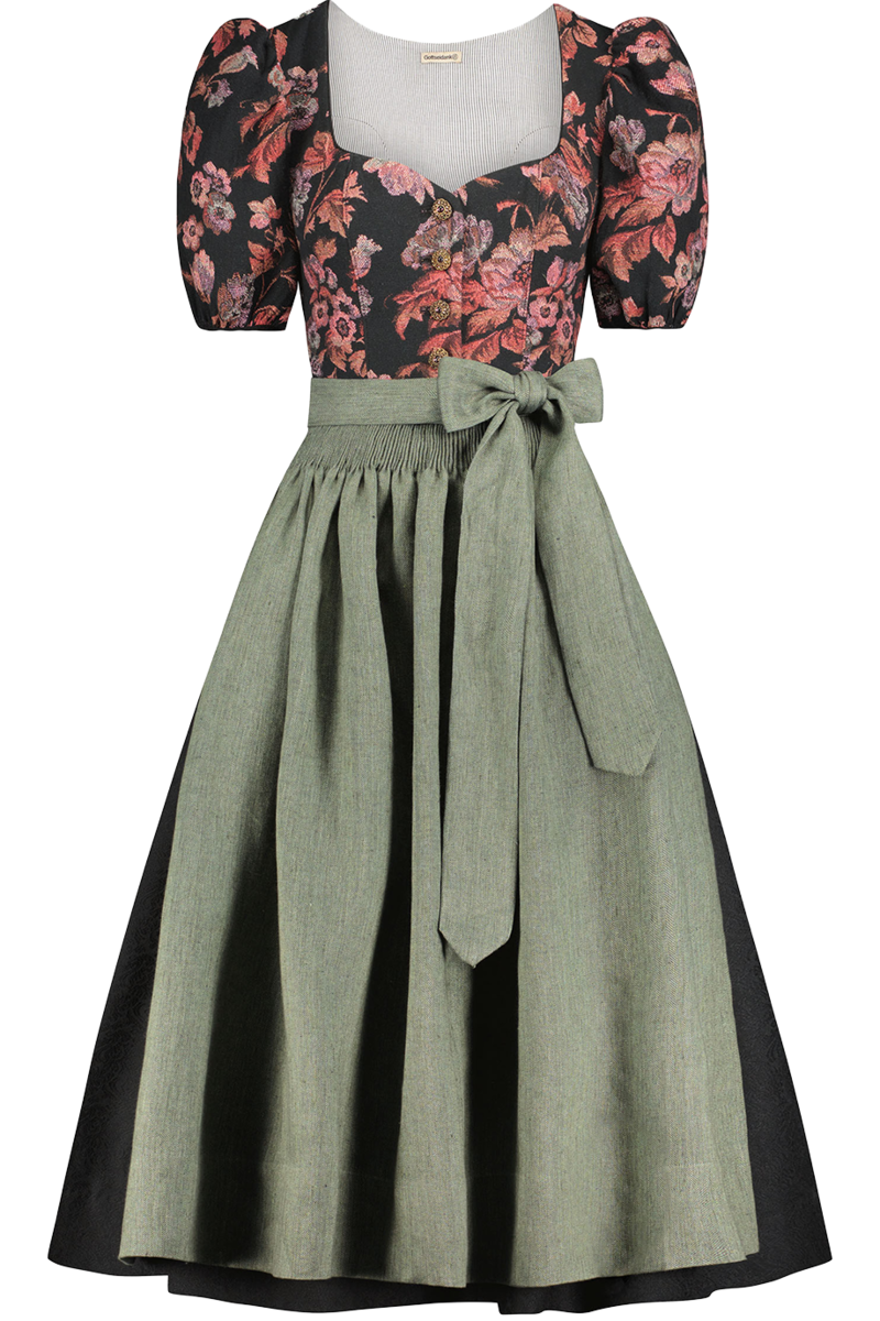 Dirndl lang mit rmeln rose-jagdgrn
