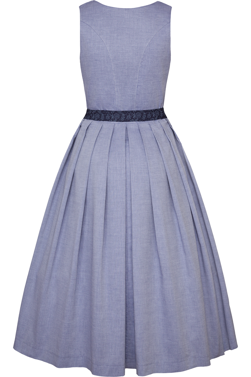 Dirndl lang gestreift mit floraler Schrze blau Bild 2