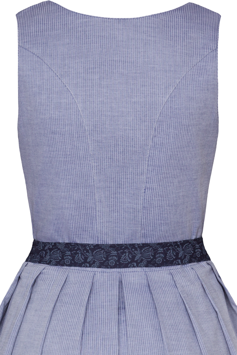 Dirndl lang gestreift mit floraler Schrze blau Bild 2