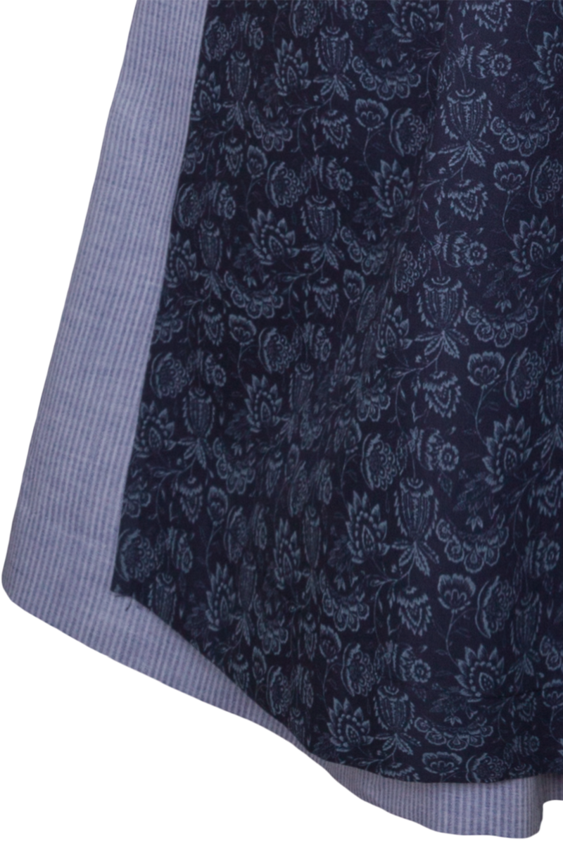 Dirndl lang gestreift mit floraler Schrze blau Bild 2