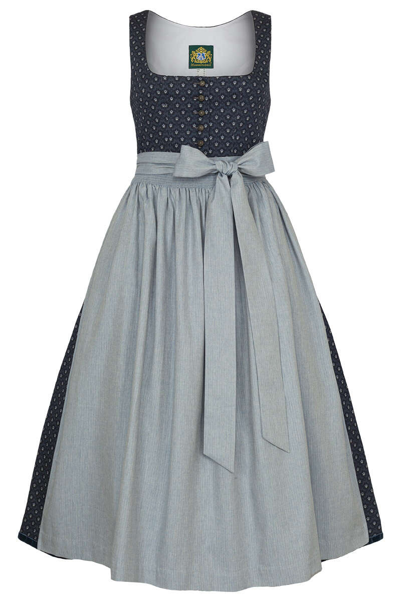 Baumwolldirndl lang blau gemustert