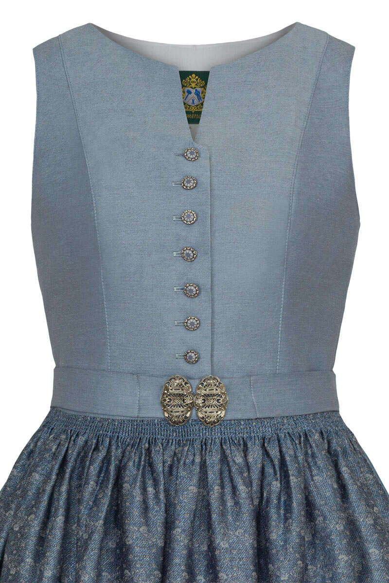 Dirndl hochgeschlossen lang hellblau Bild 2