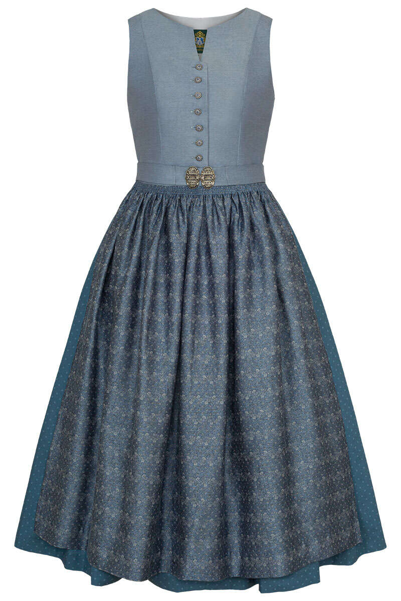 Dirndl hochgeschlossen lang hellblau