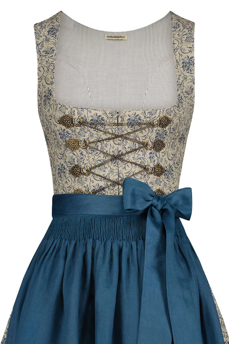 Dirndl mit Miederhakenverschluss chamois stahlblau Bild 2