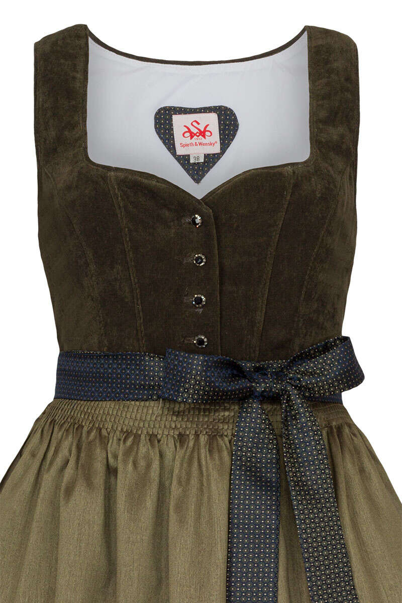 Dirndl lang mit Babycord-Oberteil oliv Bild 2