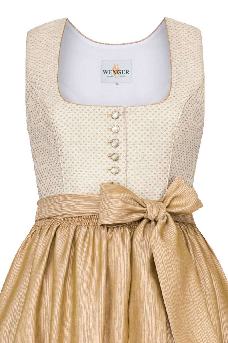 Dirndl lang gemusterter Rock beige kupfer Bild 2