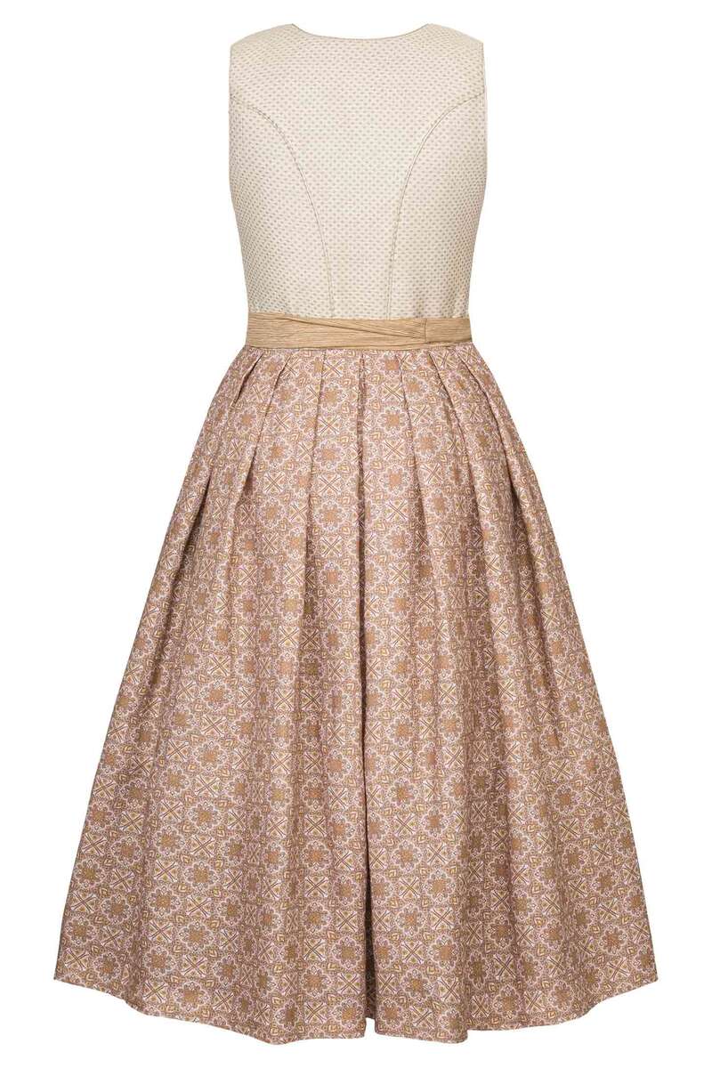 Dirndl lang gemusterter Rock beige kupfer Bild 2