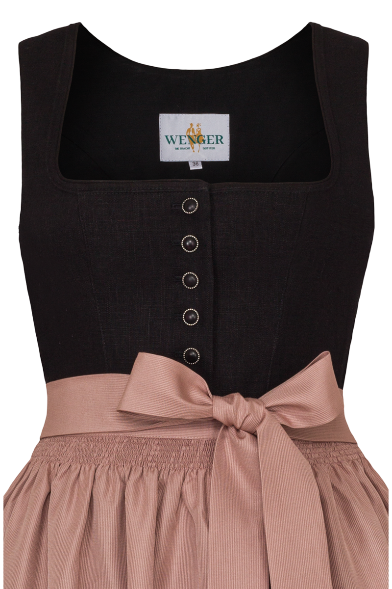 Leinendirndl lang schwarz rose Bild 2