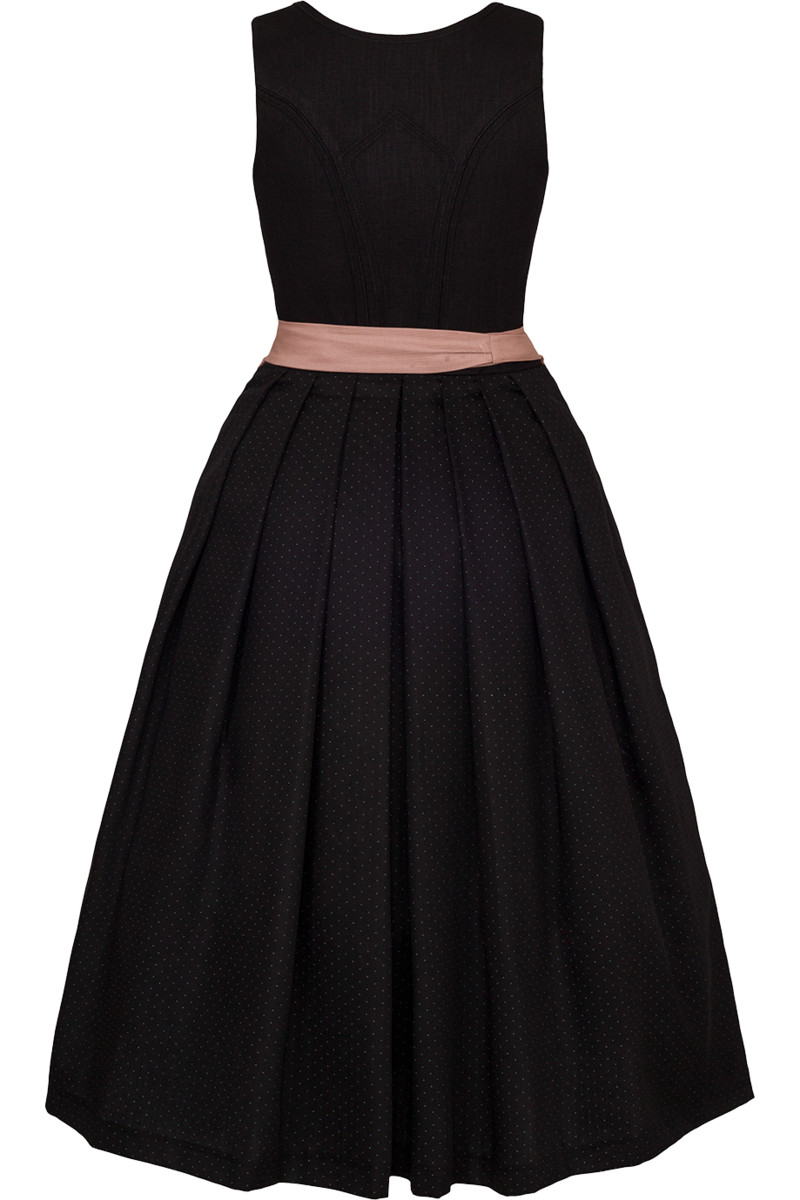 Leinendirndl lang schwarz rose Bild 2