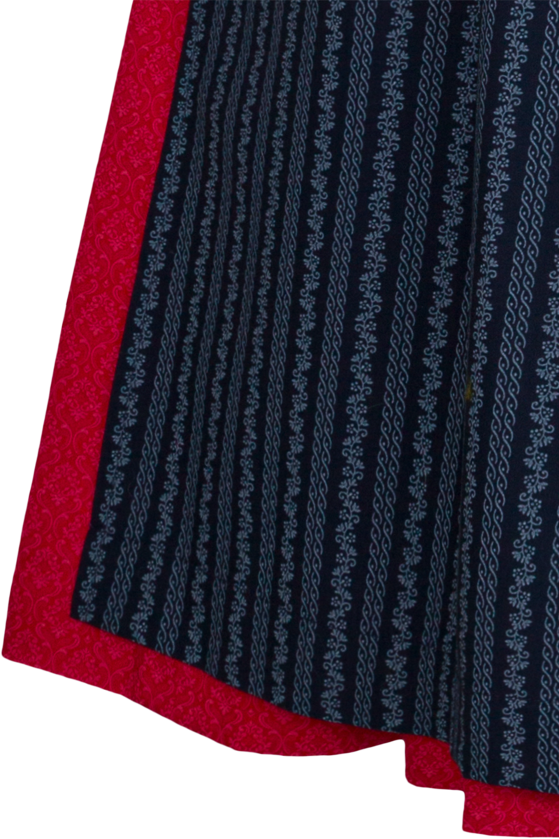 Dirndl lang aus Baumwolle mit eckigem Ausschnitt rot/marine Bild 2