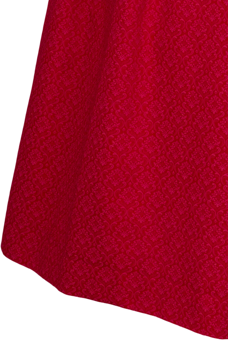 Dirndl lang aus Baumwolle mit eckigem Ausschnitt rot/marine Bild 2