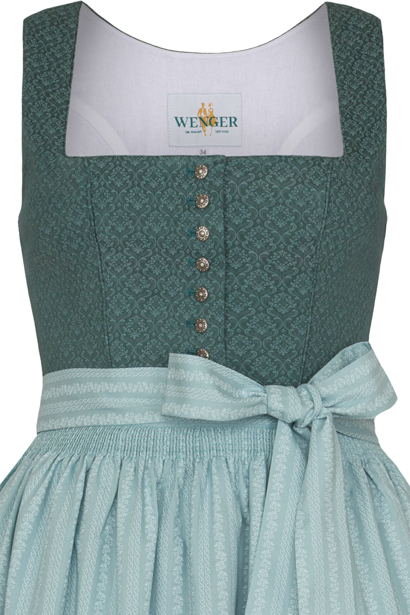 Dirndl lang aus Baumwolle mit eckigem Ausschnitt salbei/mint Bild 2