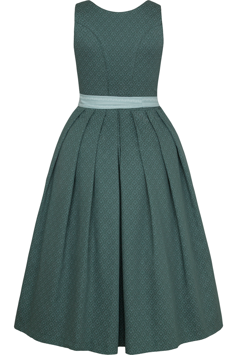 Dirndl lang aus Baumwolle mit eckigem Ausschnitt salbei/mint Bild 2
