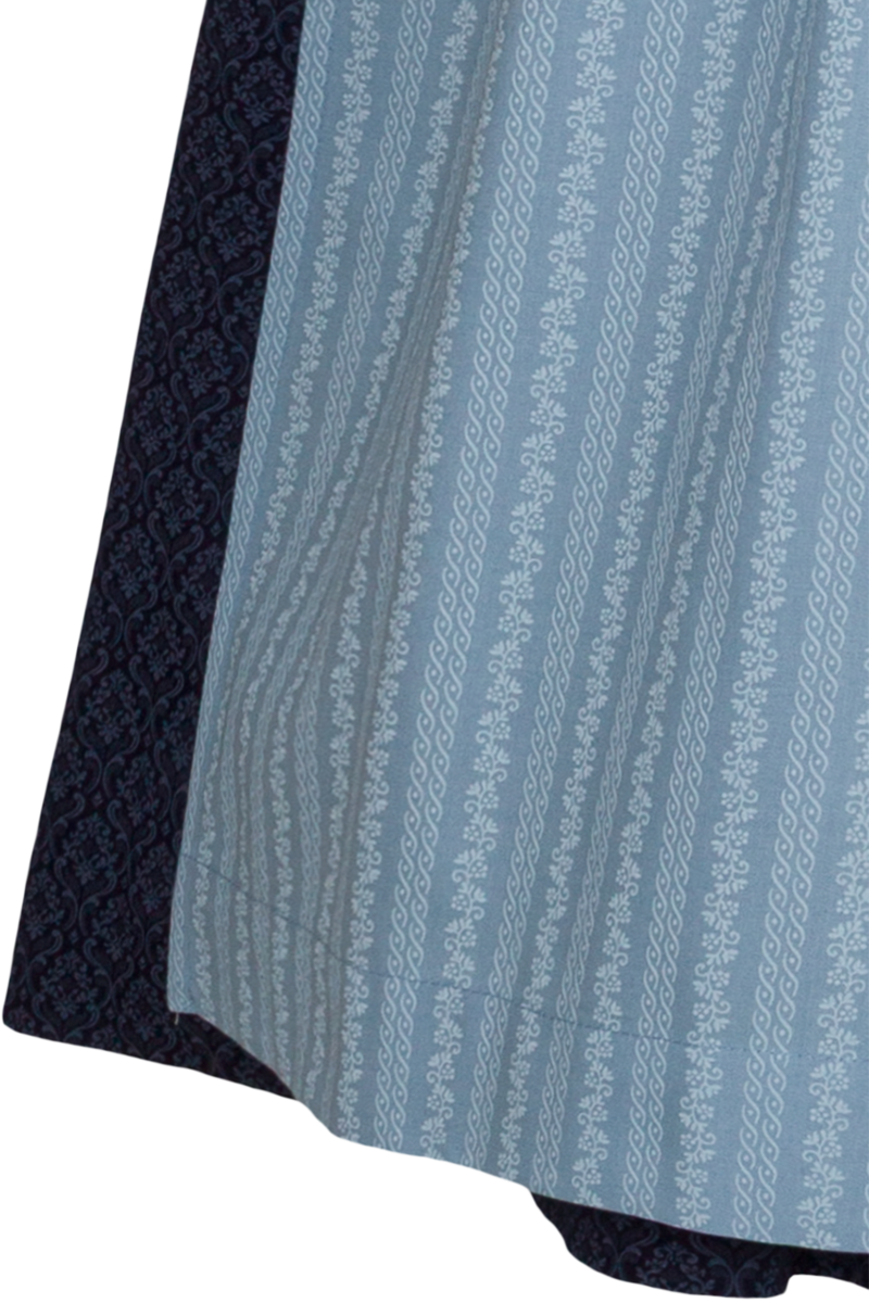 Dirndl lang aus Baumwolle mit eckigem Ausschnitt marine/hellblau Bild 2
