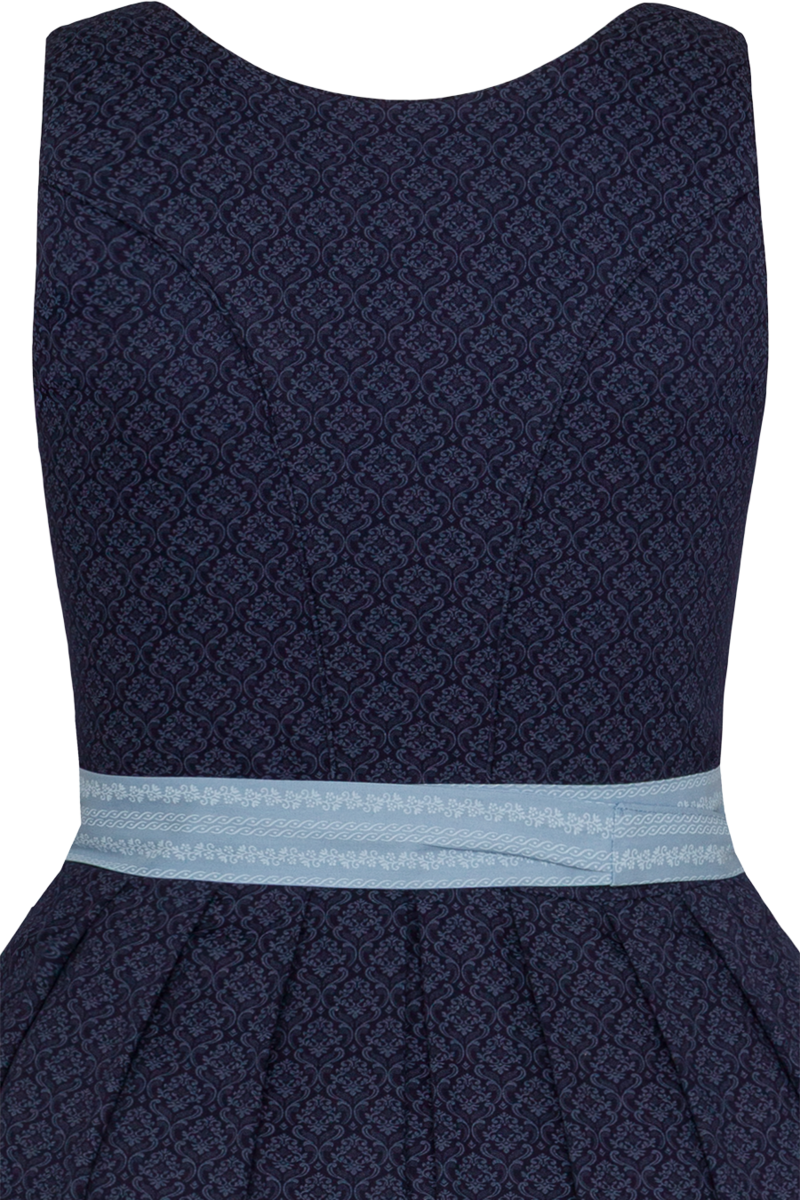 Dirndl lang aus Baumwolle mit eckigem Ausschnitt marine/hellblau Bild 2