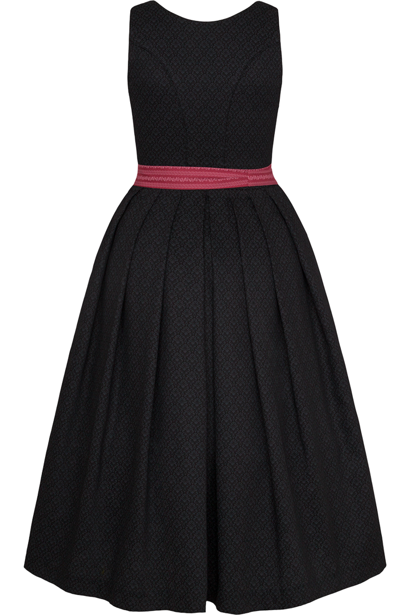 Dirndl lang aus Baumwolle mit eckigem Ausschnitt schwarz/altrosa Bild 2