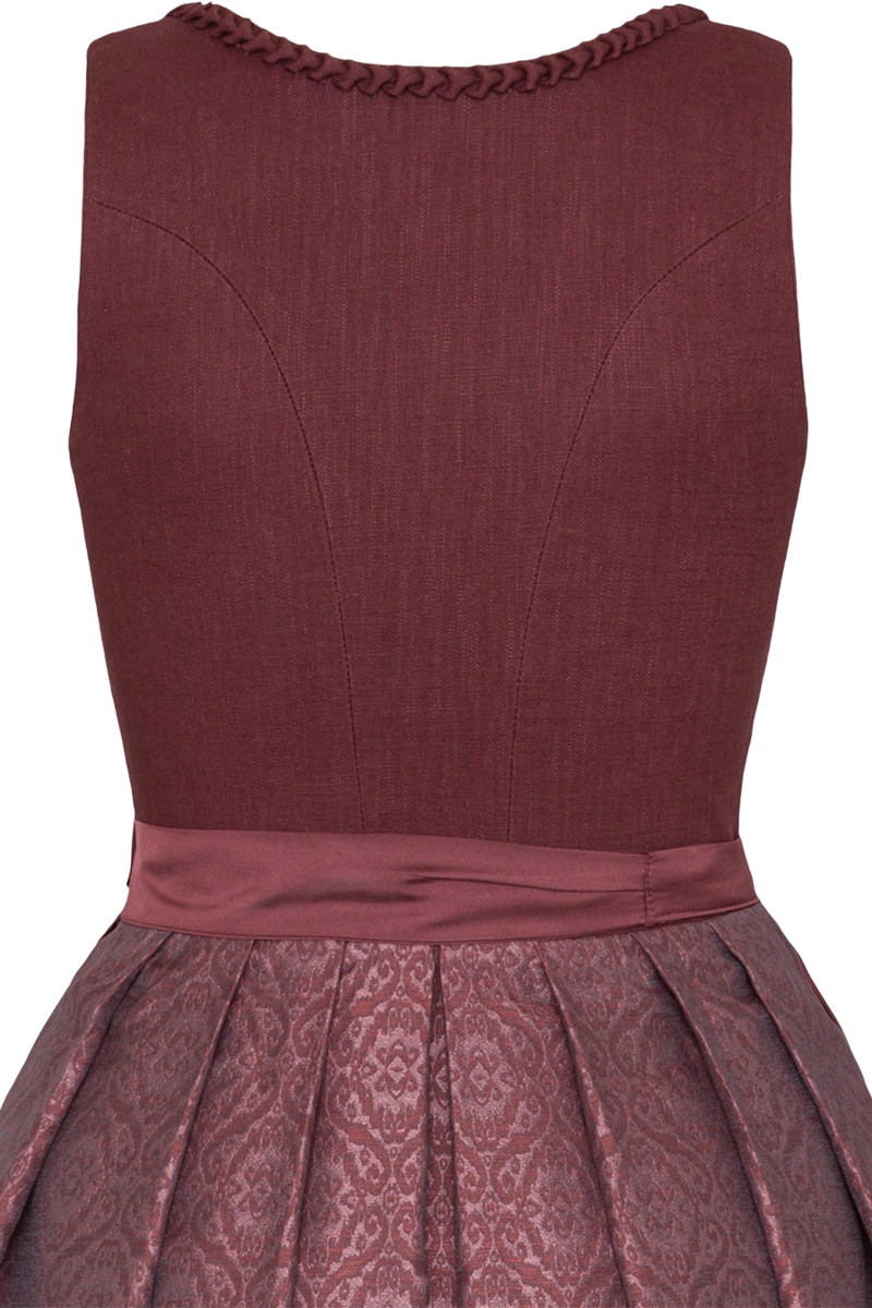 Dirndl lang aus Leinen-Baumwoll-Mix weinrot Bild 2