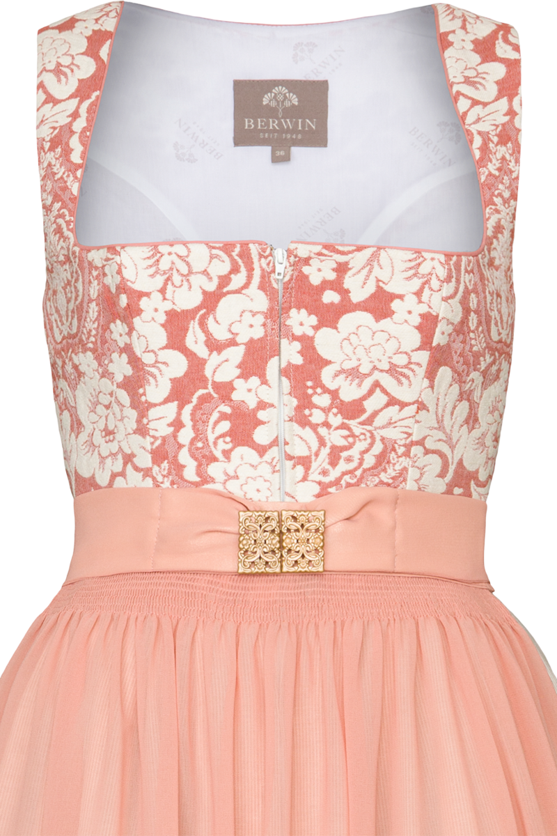 Midi-Dirndl mit Blumenmuster und Metallschliee apricot Bild 2