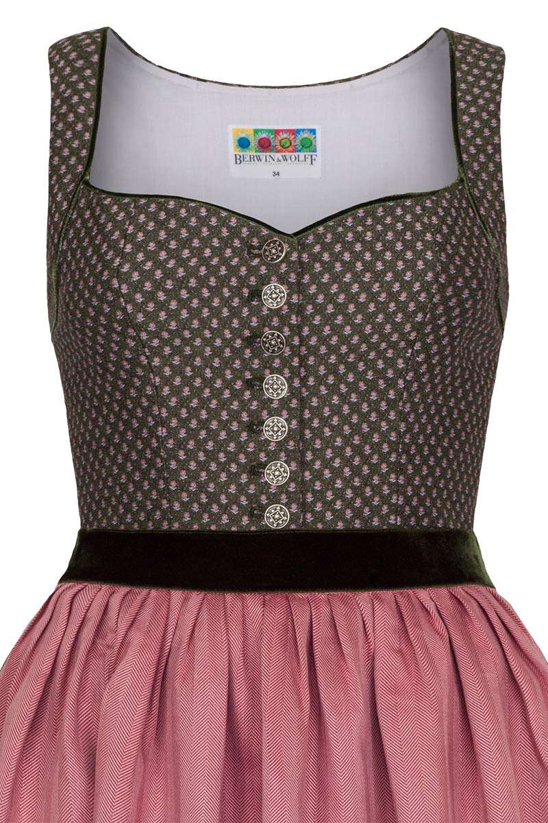 Midi-Dirndl mit Schchen oliv Bild 2