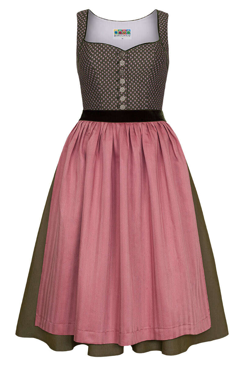 Midi-Dirndl mit Schchen oliv