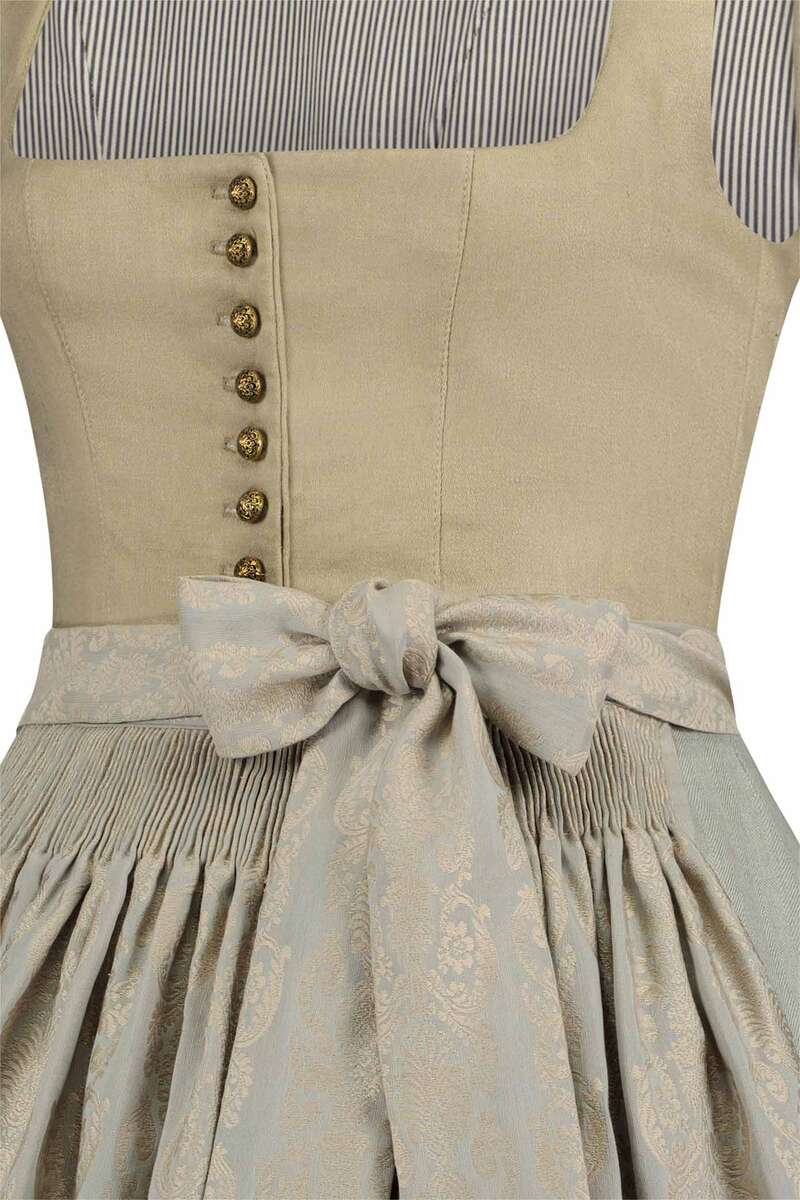 Leinen-Dirndl Goldfarbene Knpfe chamois salbeigrn Bild 2