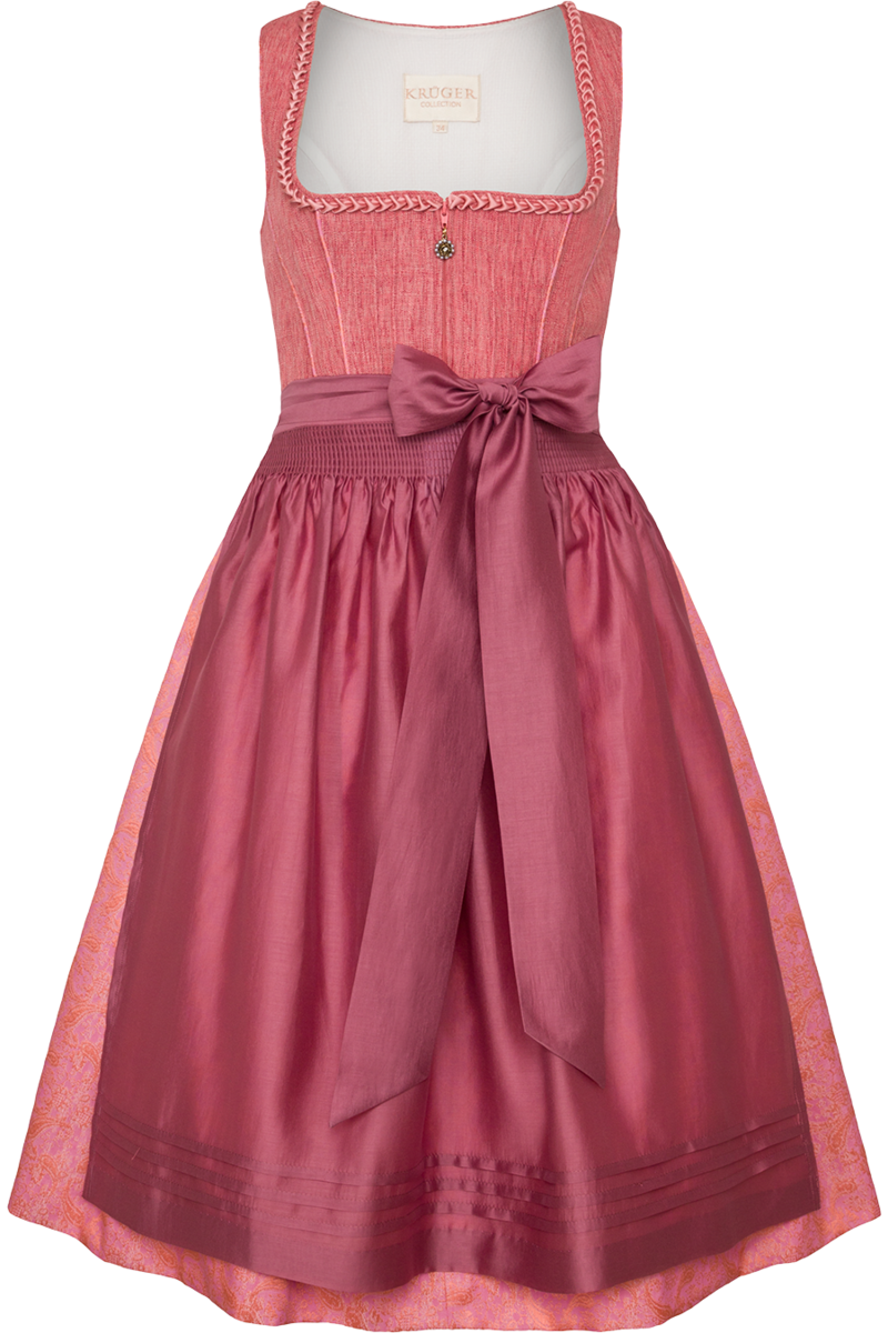 Midi-Dirndl mit Paisleymuster apricot