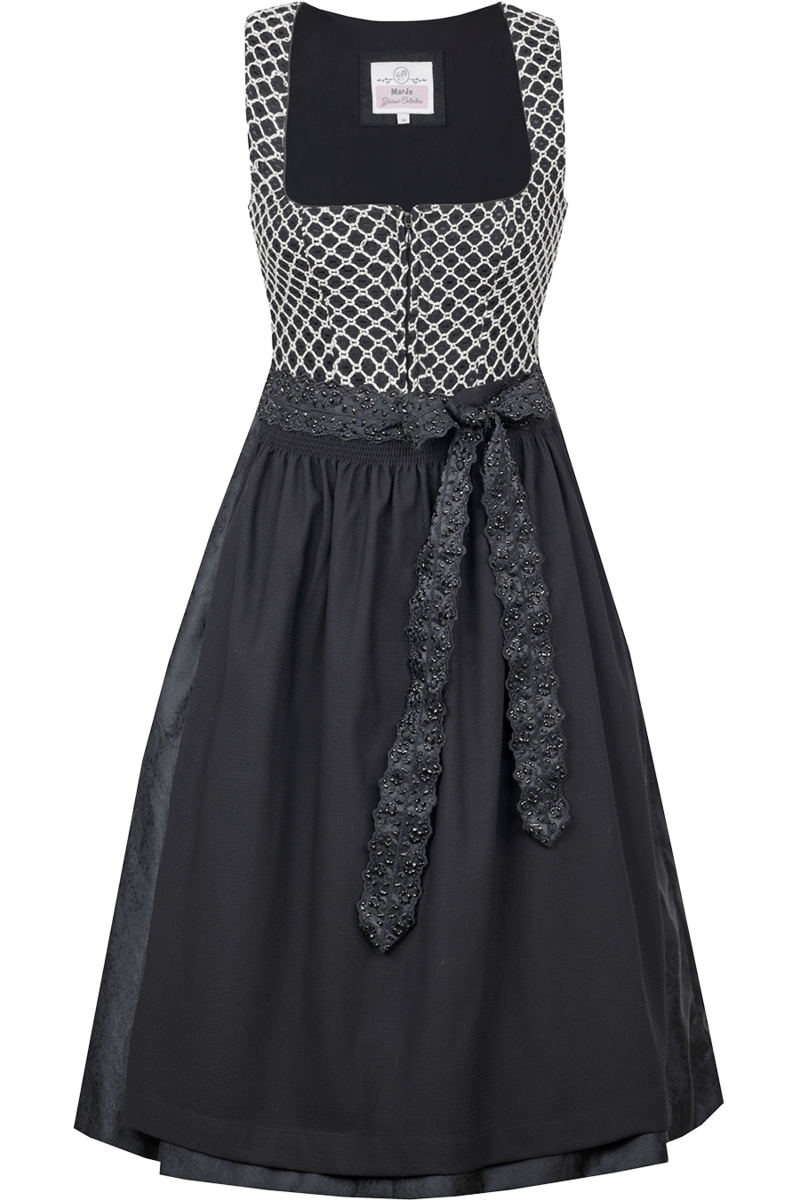 Midi-Dirndl mit eckigem Ausschnitt und Hkelspitze schwarz