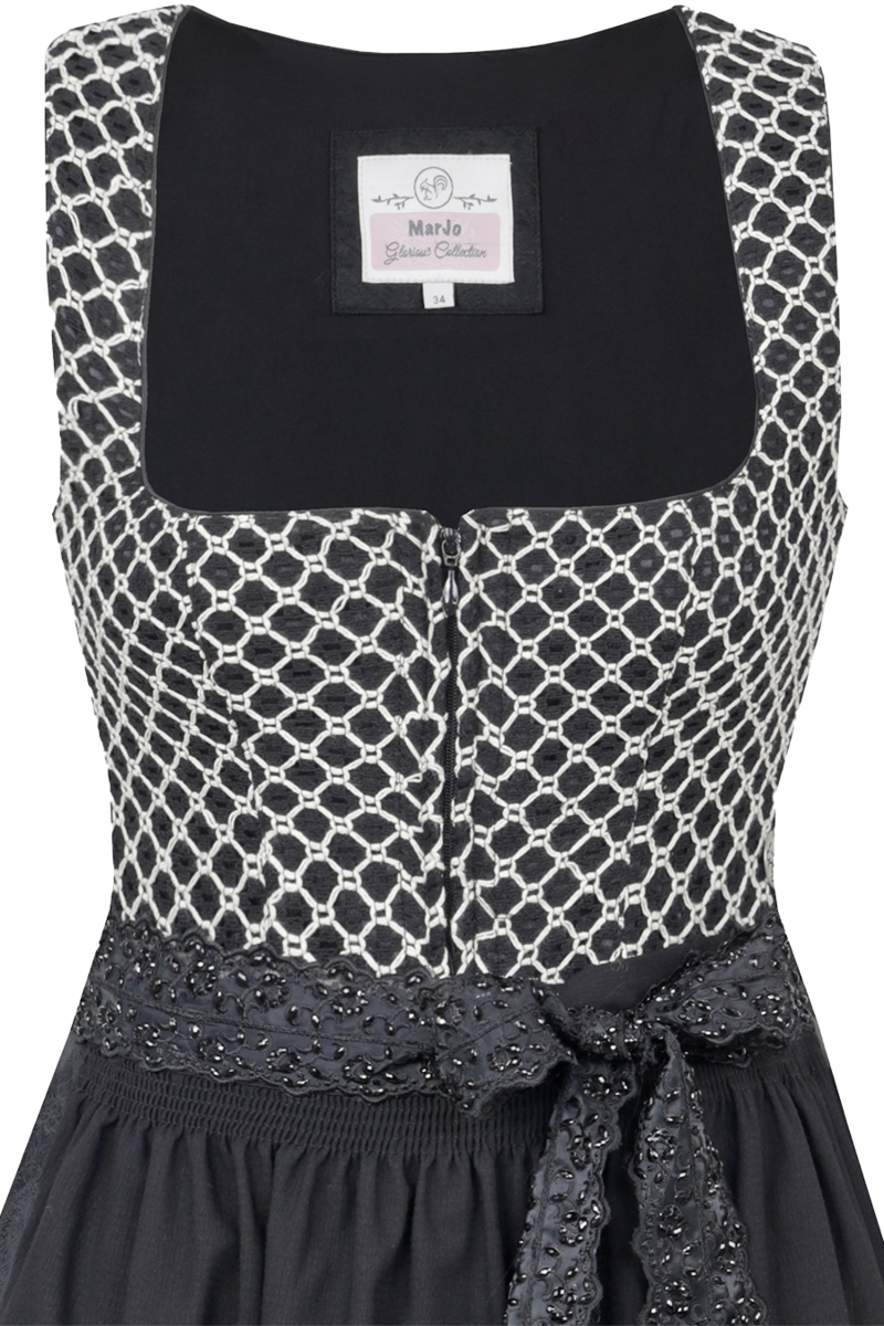 Midi-Dirndl mit eckigem Ausschnitt und Hkelspitze schwarz Bild 2