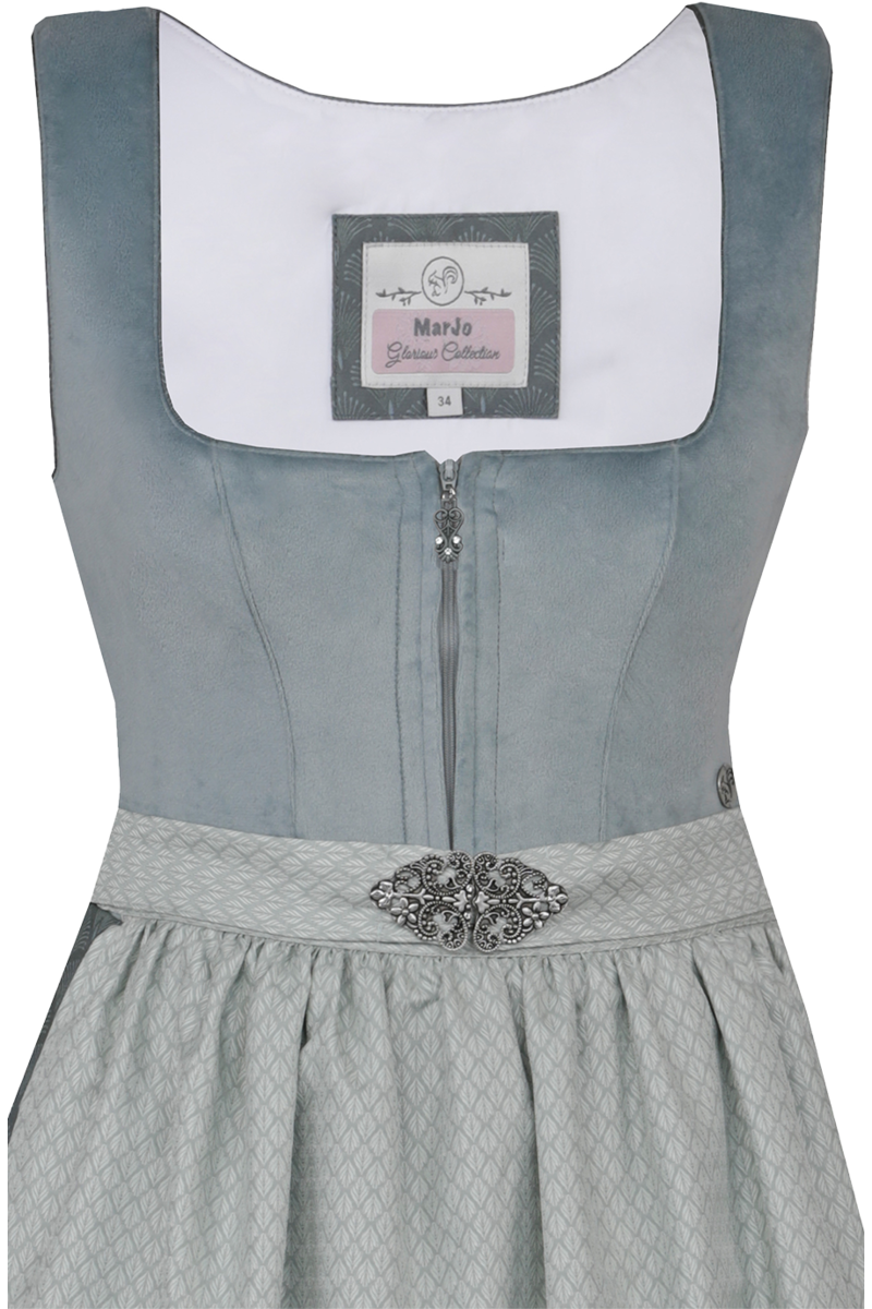 Midi-Samtdirndl mit Broschenschrze silbergrau Bild 2