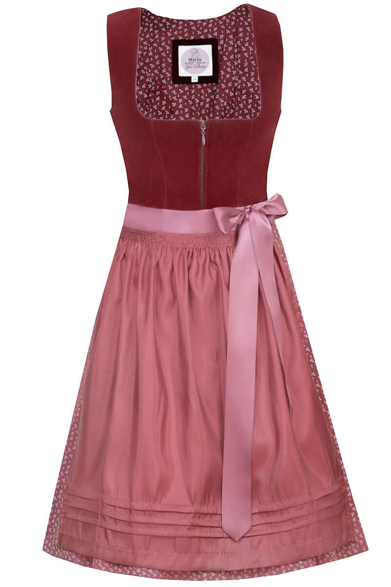 Midi-Dirndl mit Samtoberteil bordeaux