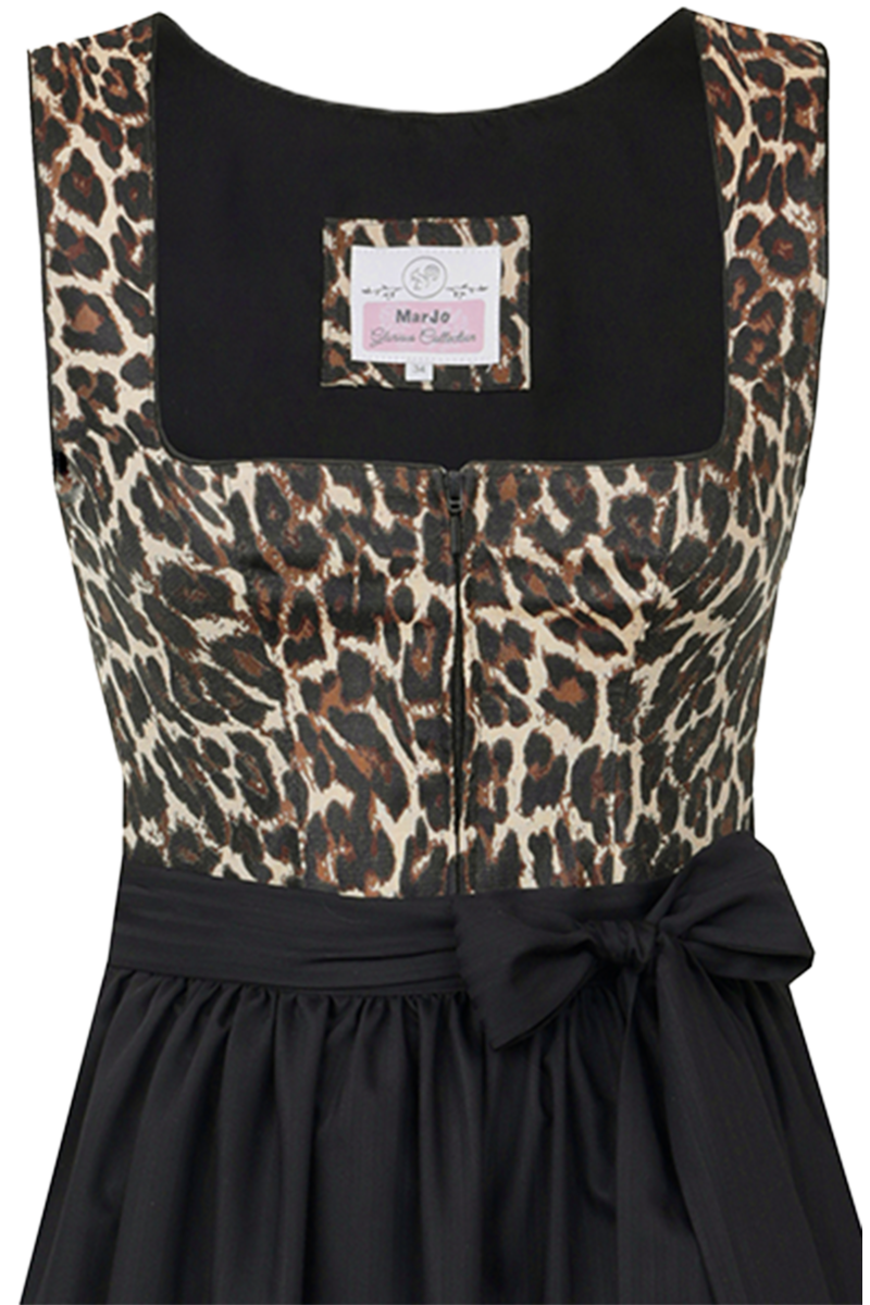 Midi Dirndl mit Leopardenmuster Wild Kollektion schwarz Bild 2
