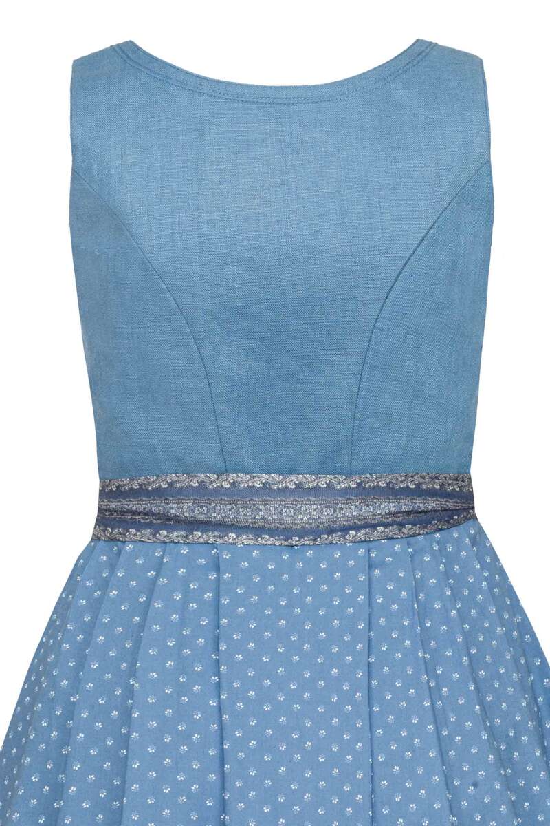 Leinendirndl Midi mit Blumenrankenmuster Blau Bild 2