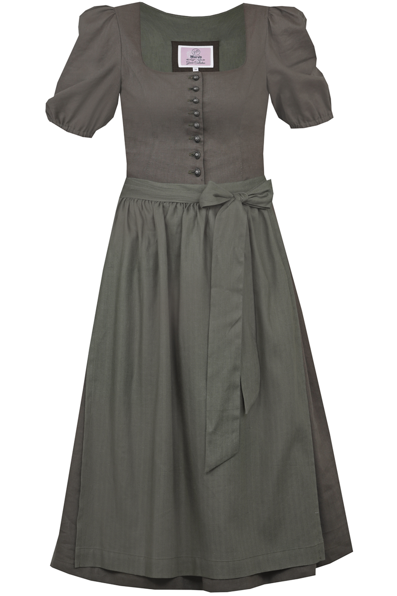 Midi-Dirndl mit rmeln pinie