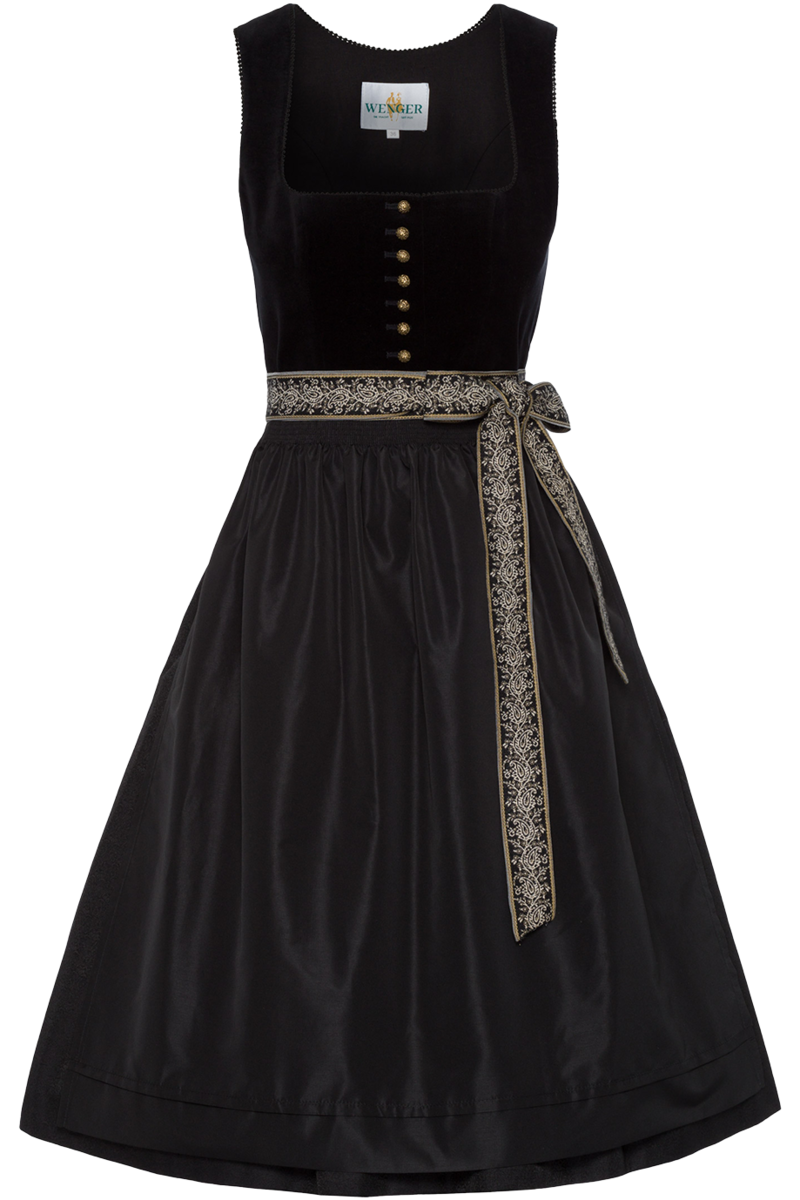 Midi-Samtdirndl schwarz