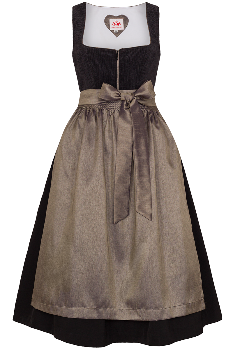 Mididirndl mit Cord schwarz
