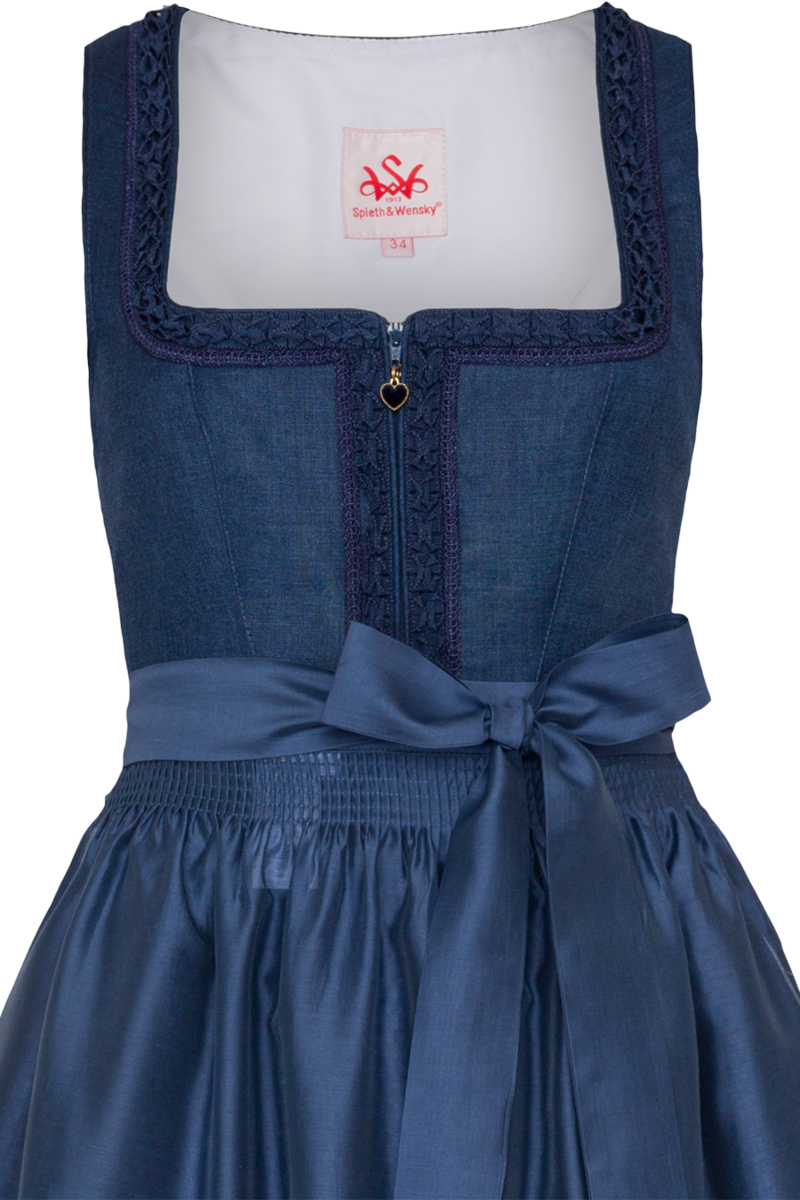 Midi-Dirndl gerader Ausschnitt mit Reiverschluss blau Bild 2