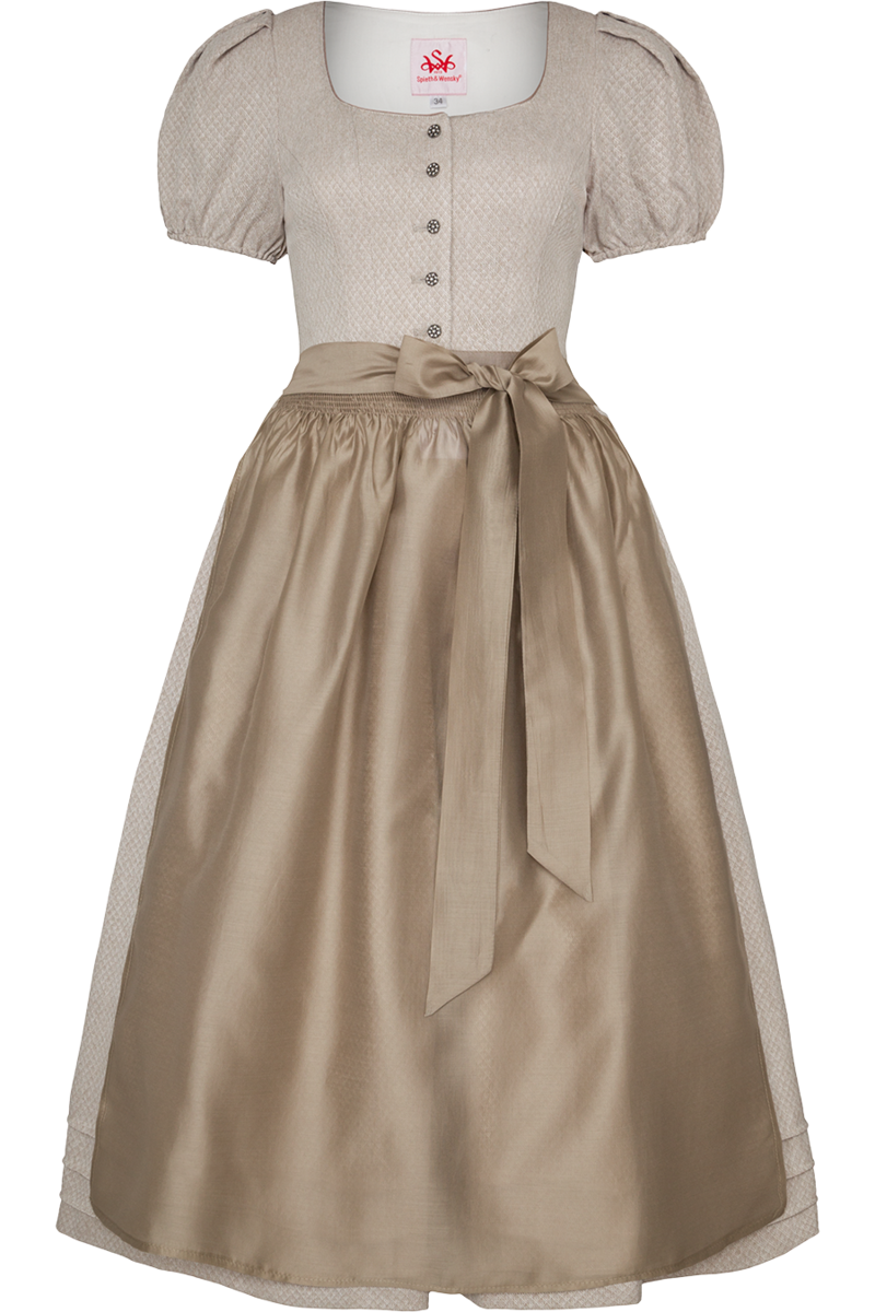 Damen Dirndl mit Herzausschnitt und Puffrmeln beige