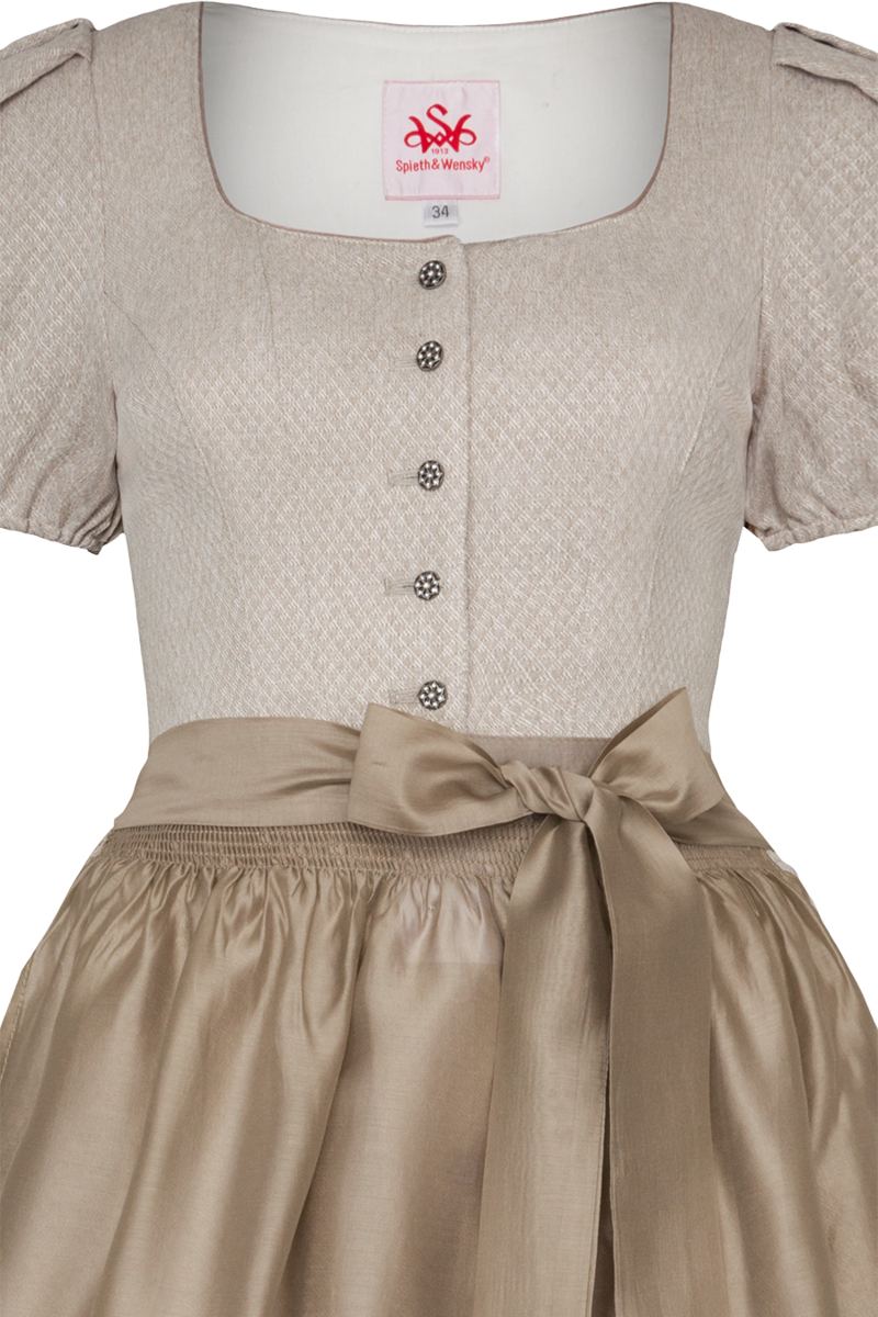 Damen Dirndl mit Herzausschnitt und Puffrmeln beige Bild 2