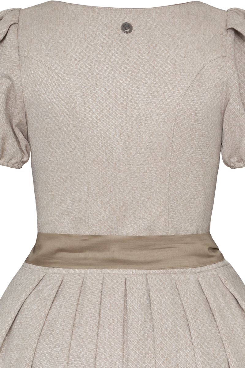 Damen Dirndl mit Herzausschnitt und Puffrmeln beige Bild 2