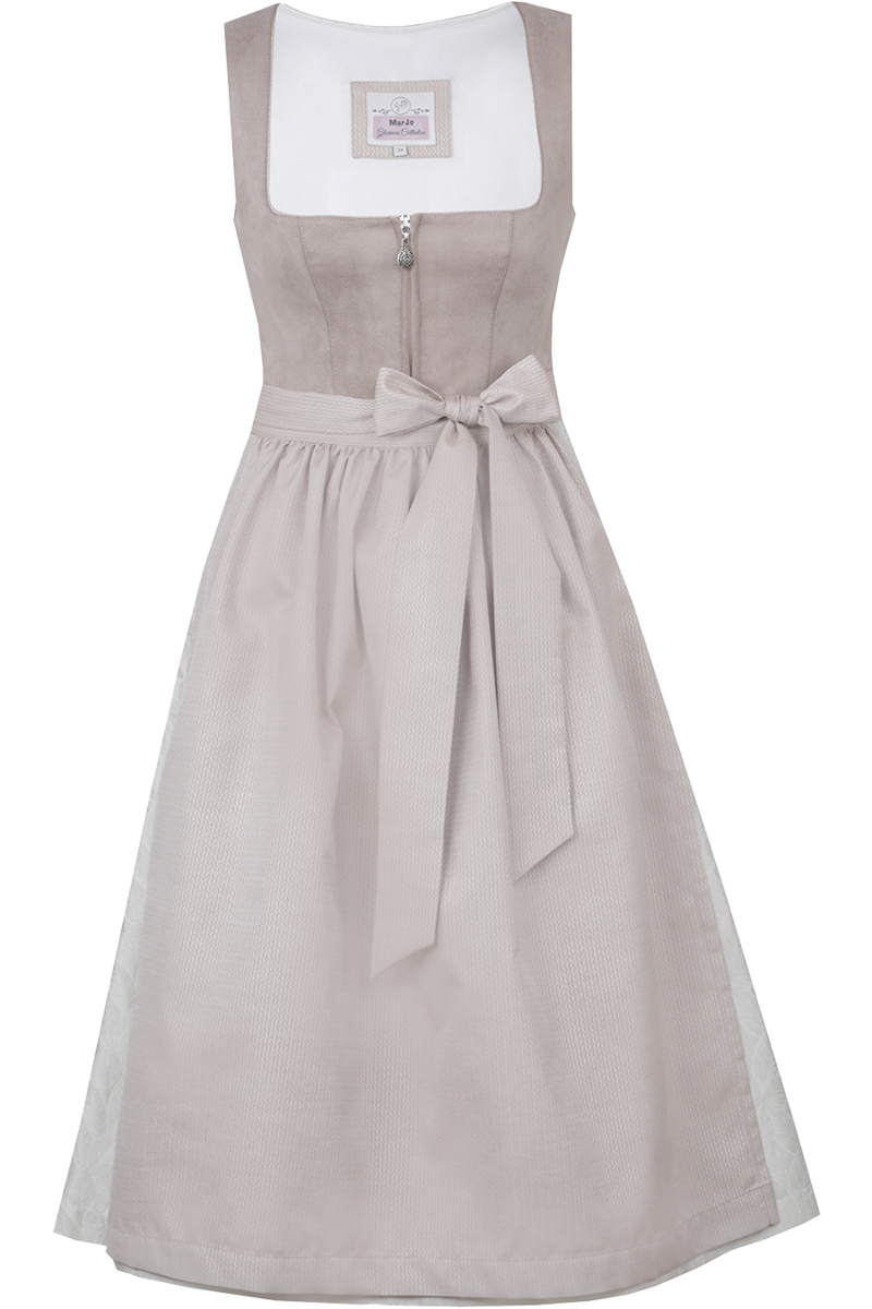 Midi-Dirndl einfarbig mit Veloursoberteil taupe