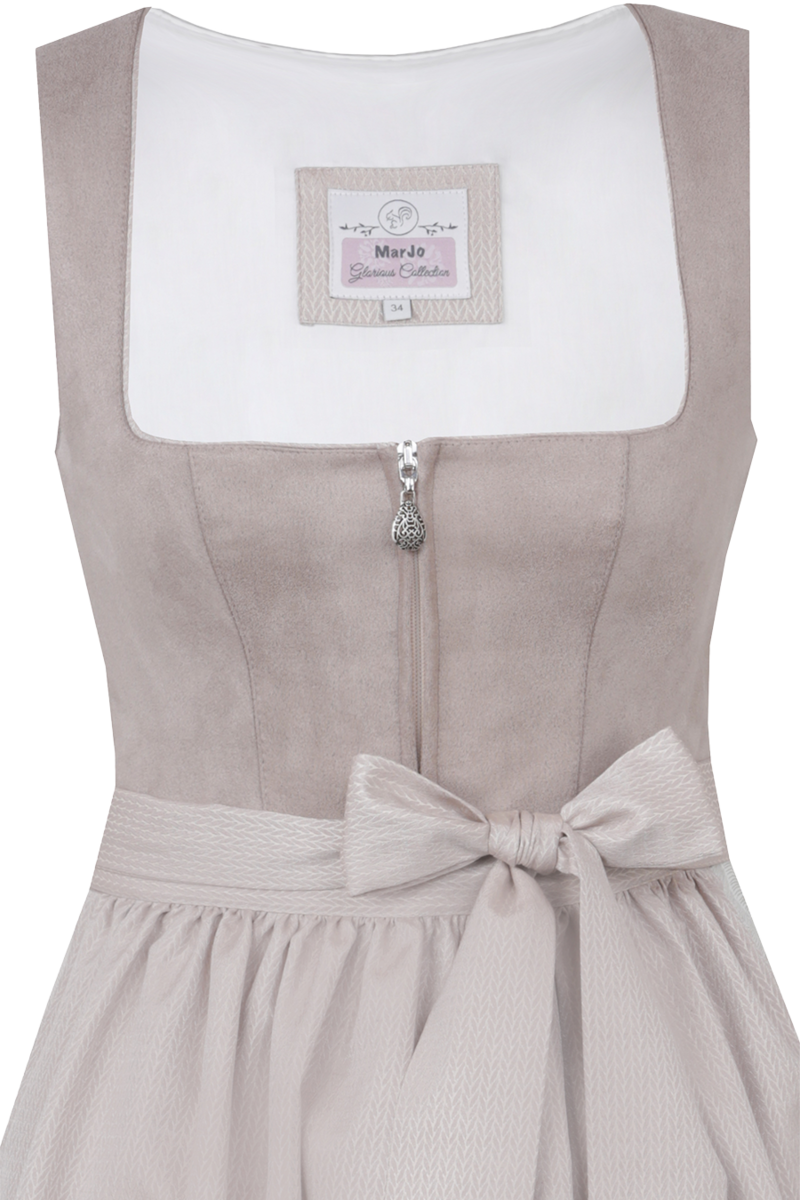 Midi-Dirndl einfarbig mit Veloursoberteil taupe Bild 2