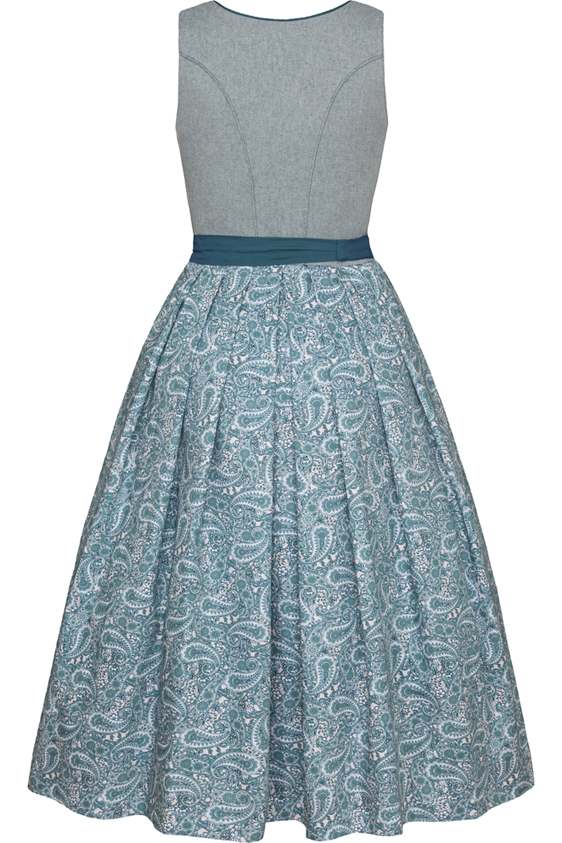 Dirndl lang Paisleymuster eckiger Ausschnitt petrol Bild 2